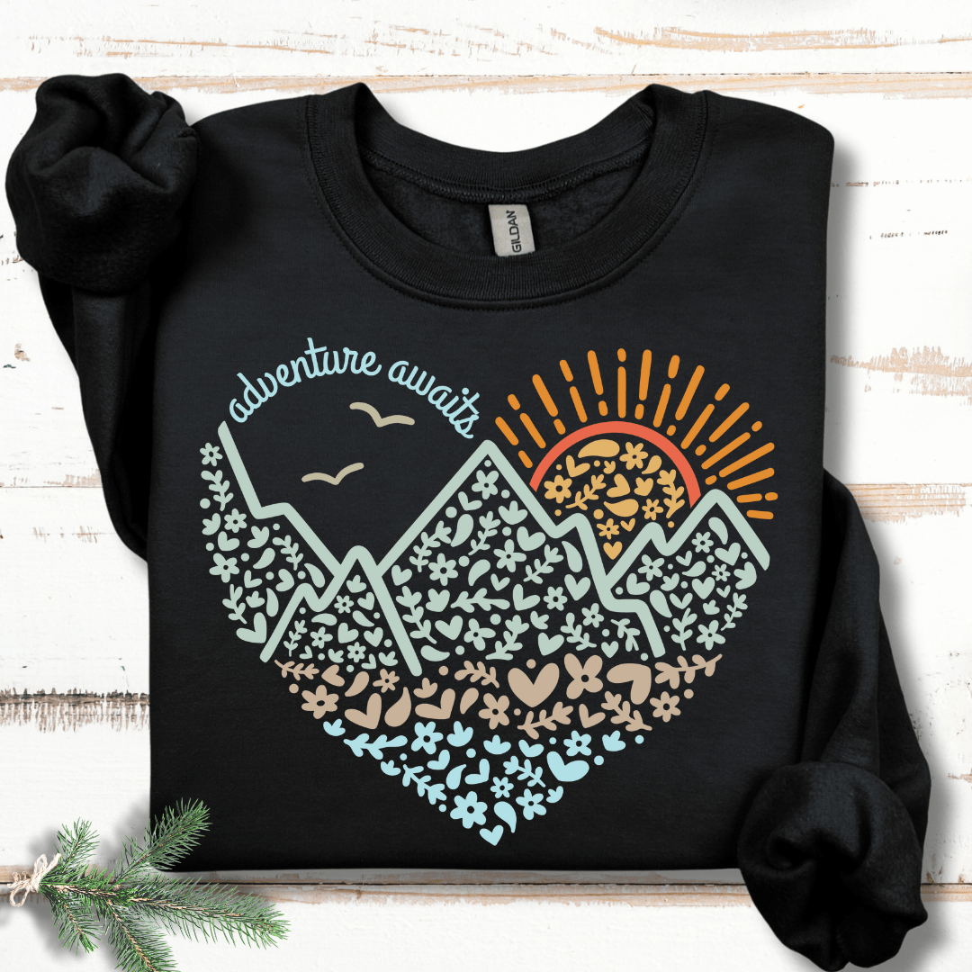 Flower Adventure Awaits Heart Sweatshirt