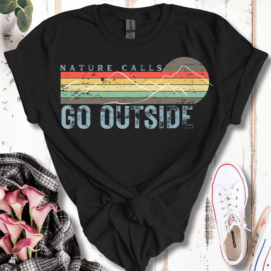 Retro Distressed Nature Calls, Go Outside  T-Shirt