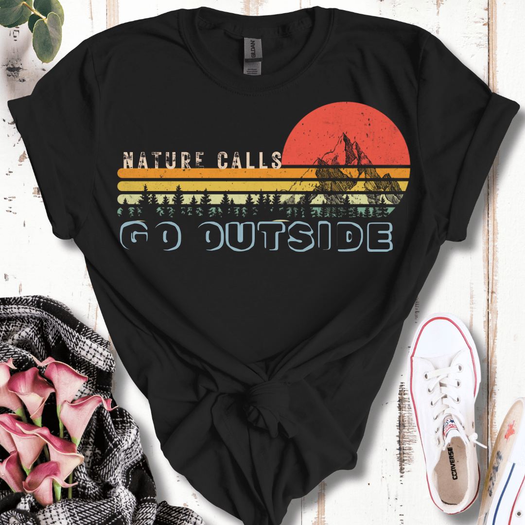 Retro Distressed Nature Calls, Go Outside  T-Shirt