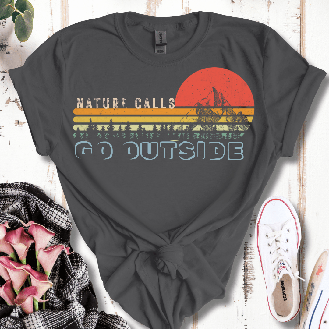 Retro Distressed Nature Calls, Go Outside  T-Shirt