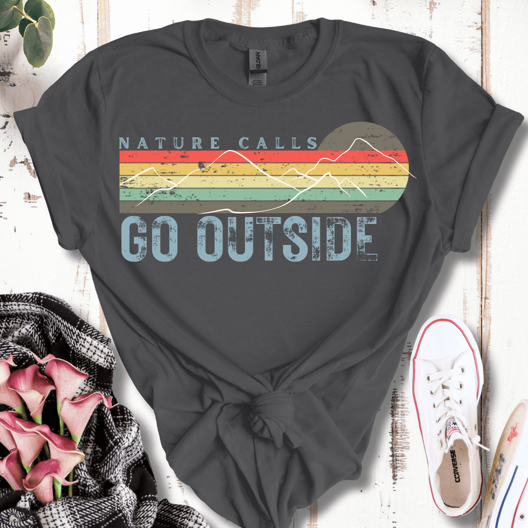 Retro Distressed Nature Calls, Go Outside  T-Shirt