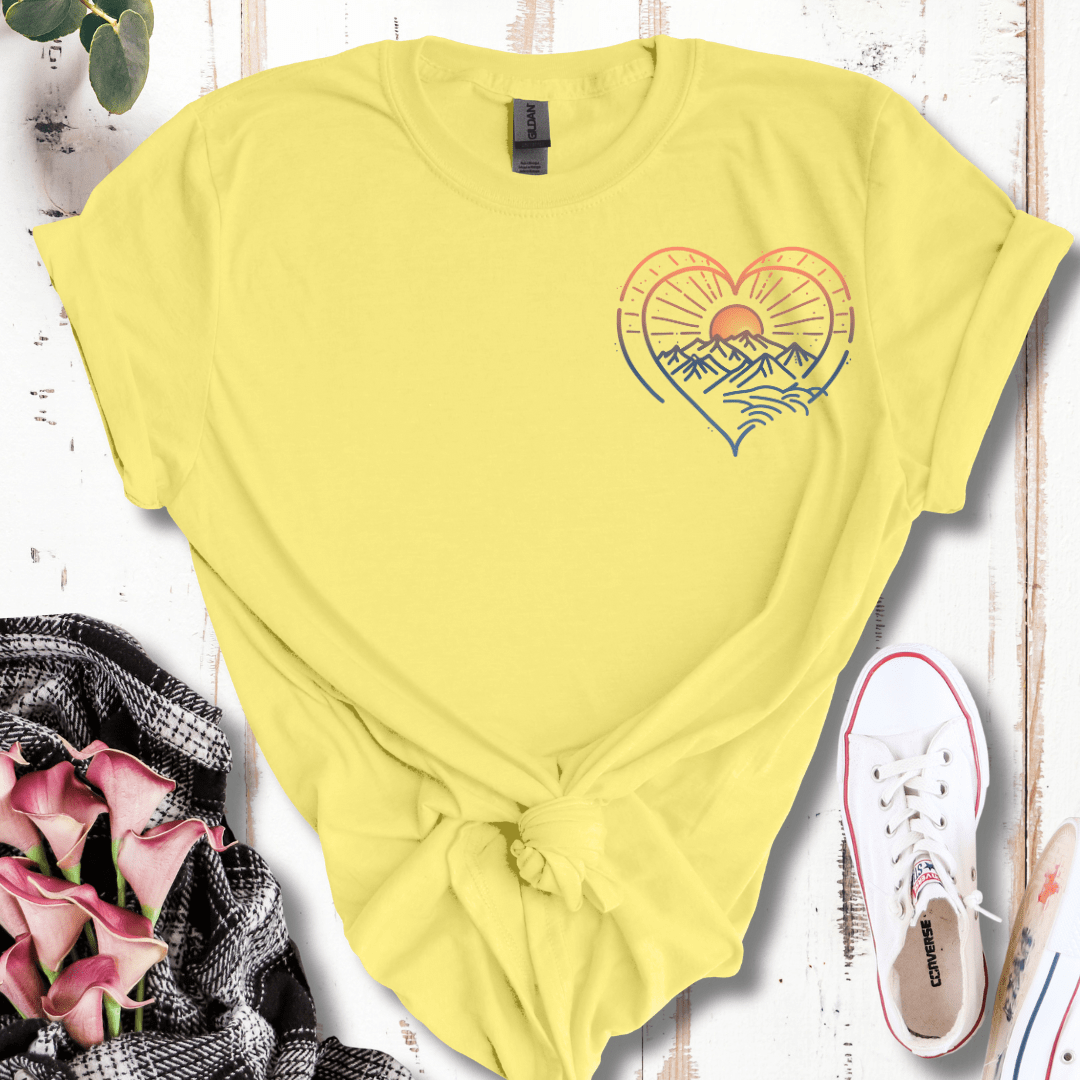 Pastel Pocket Mountain Heart T-Shirt