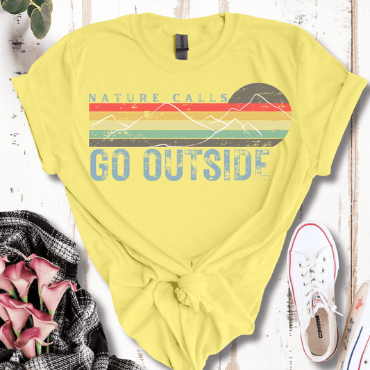 Retro Distressed Nature Calls, Go Outside  T-Shirt