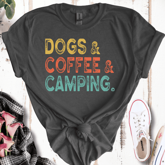 Dogs Coffee Camping T-Shirt