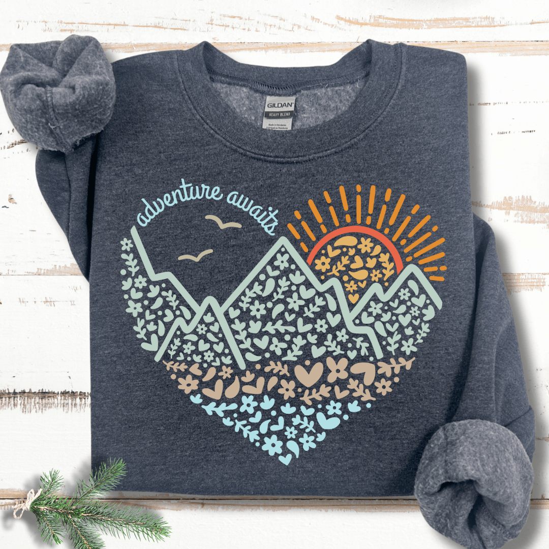 Flower Adventure Awaits Heart Sweatshirt