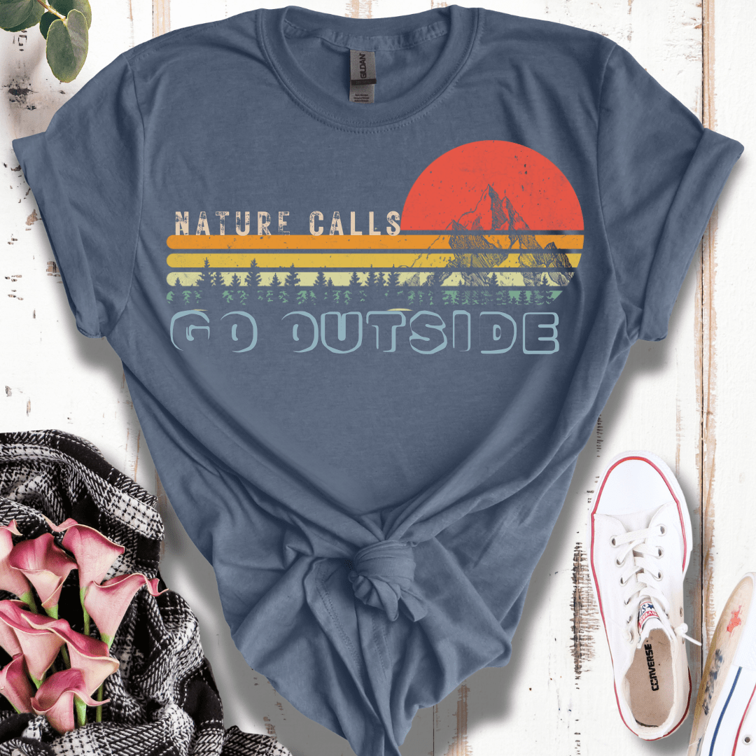 Retro Distressed Nature Calls, Go Outside  T-Shirt