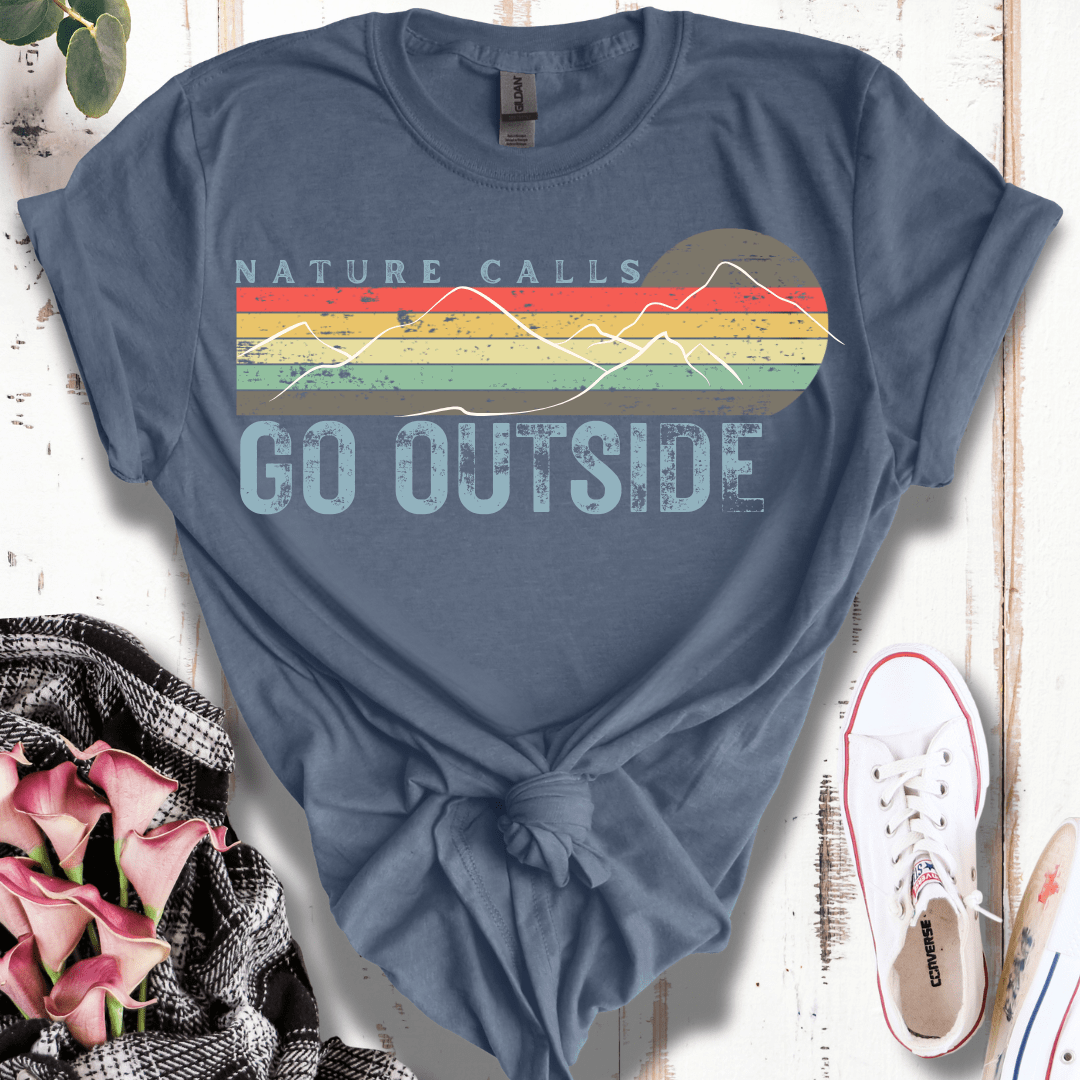 Retro Distressed Nature Calls, Go Outside  T-Shirt