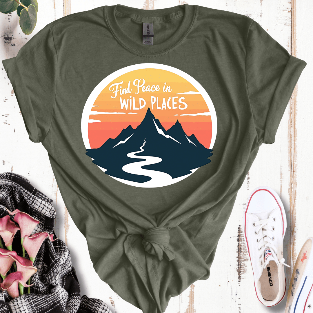 Find Peace in Wild Places Mountain T-Shirt