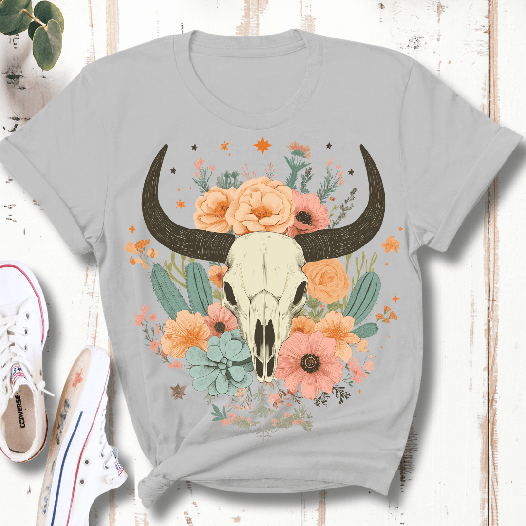 Boho Floral Skull T-Shirt