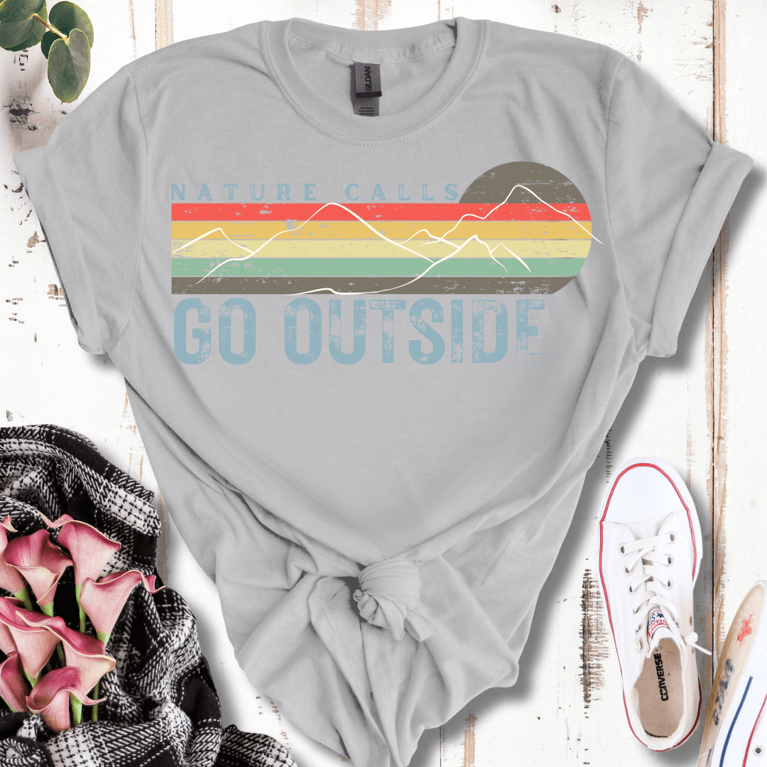 Retro Distressed Nature Calls, Go Outside  T-Shirt