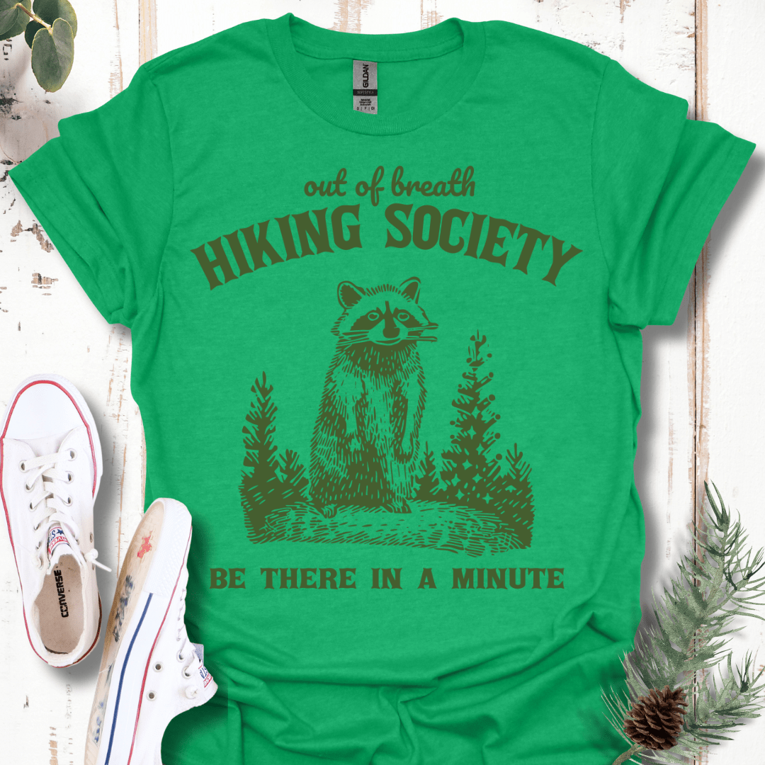 Raccoon Out of Breath Hiking Society T-Shirt