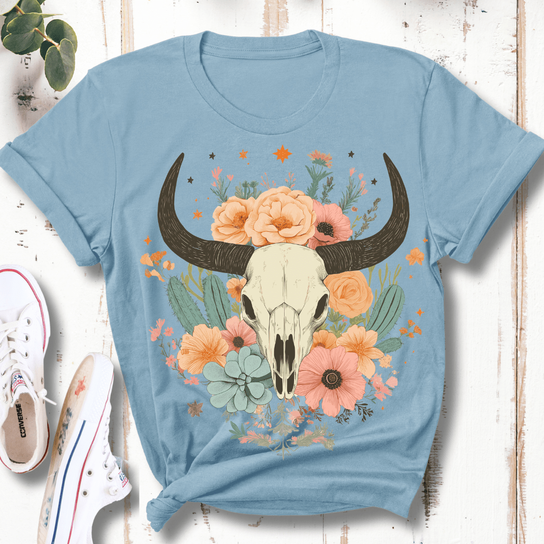 Boho Floral Skull T-Shirt