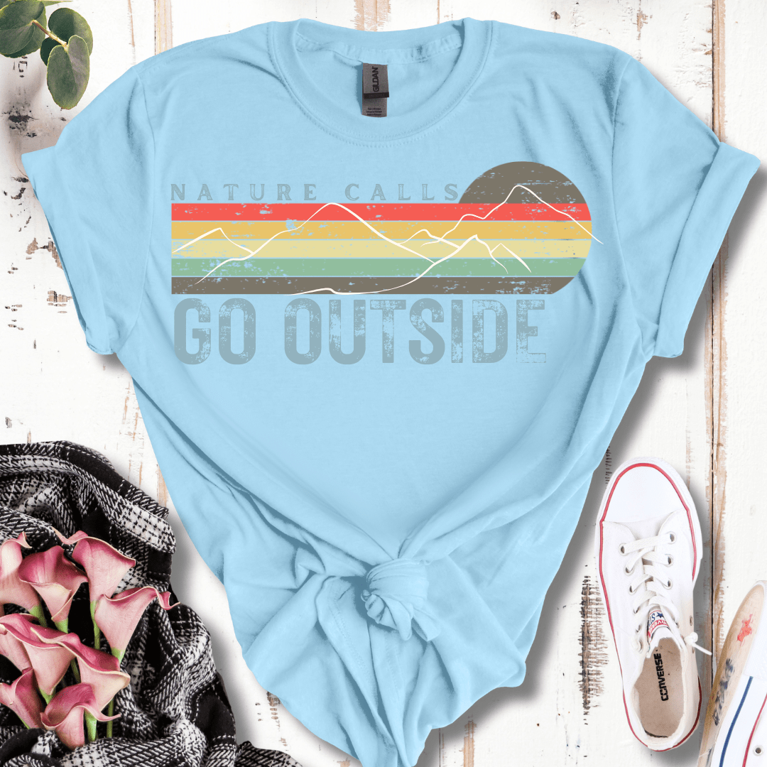 Retro Distressed Nature Calls, Go Outside  T-Shirt