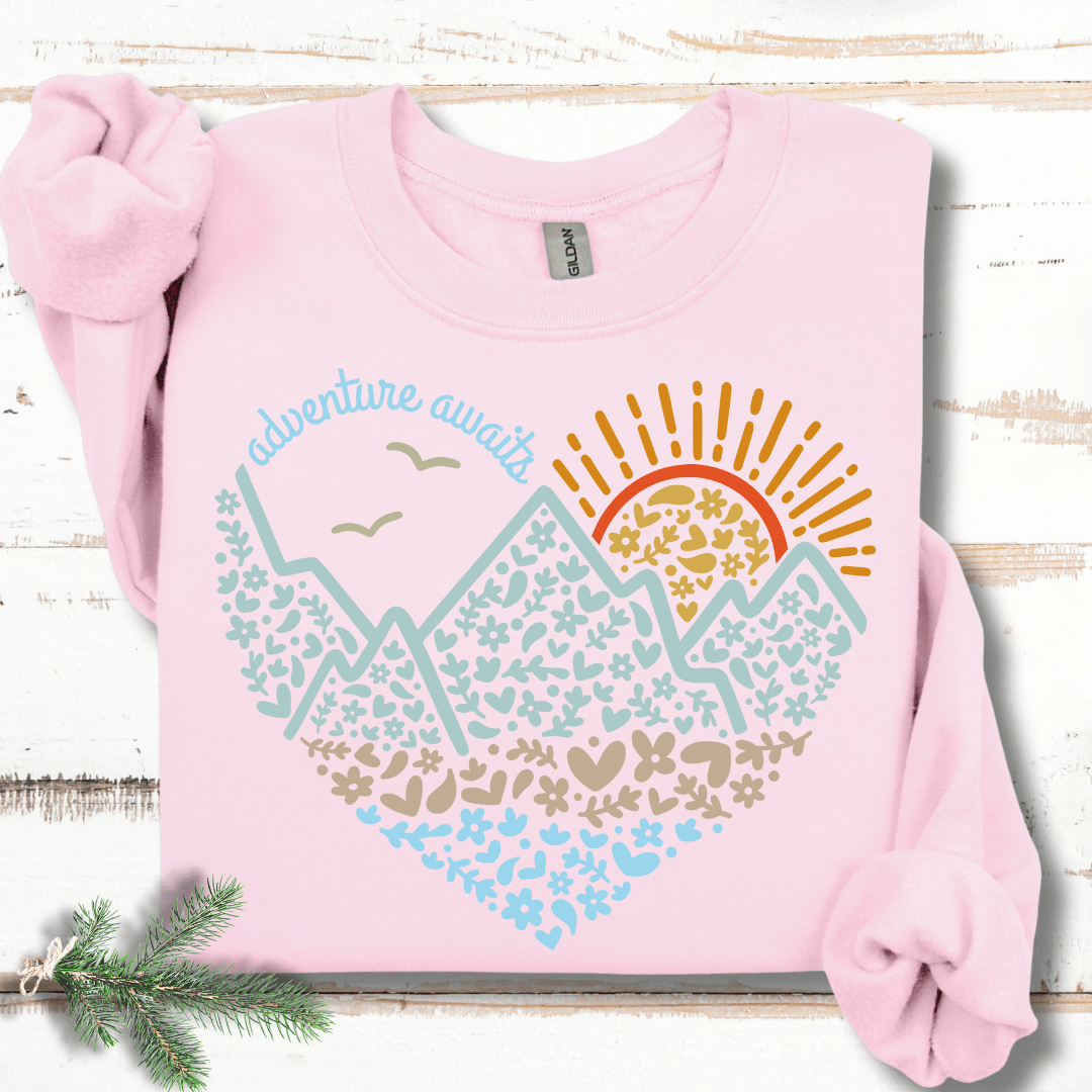 Flower Adventure Awaits Heart Sweatshirt