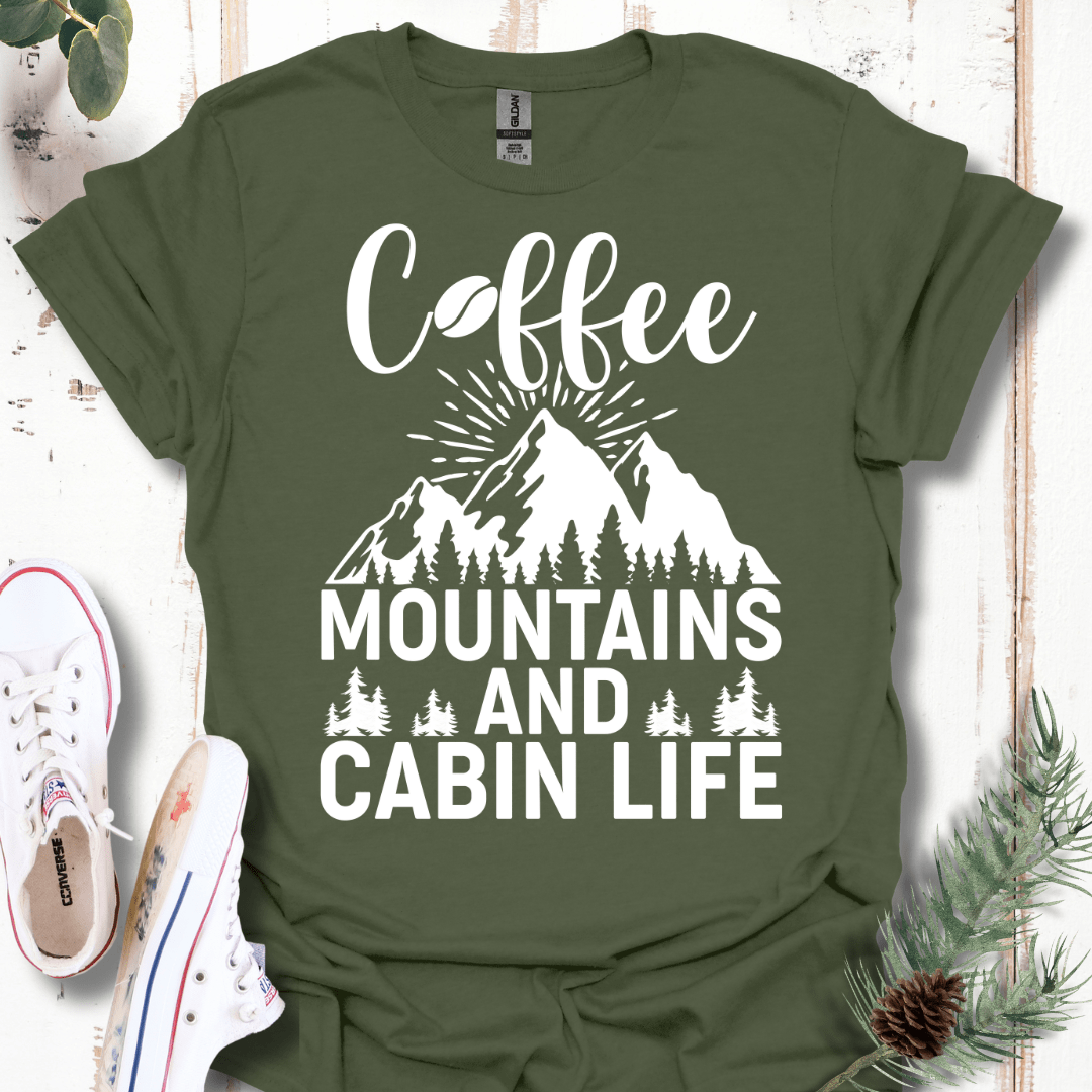 Coffee, Mountains, & Cabin Life T-Shirt