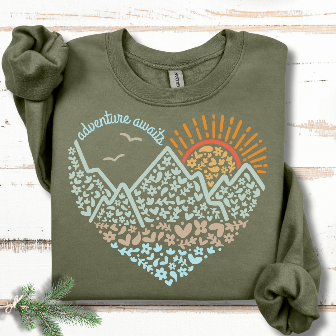 Flower Adventure Awaits Heart Sweatshirt