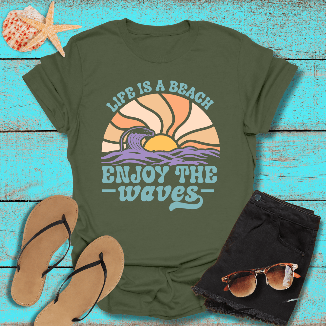 Boho Life's A Beach Enjoy the Waves T-Shirt