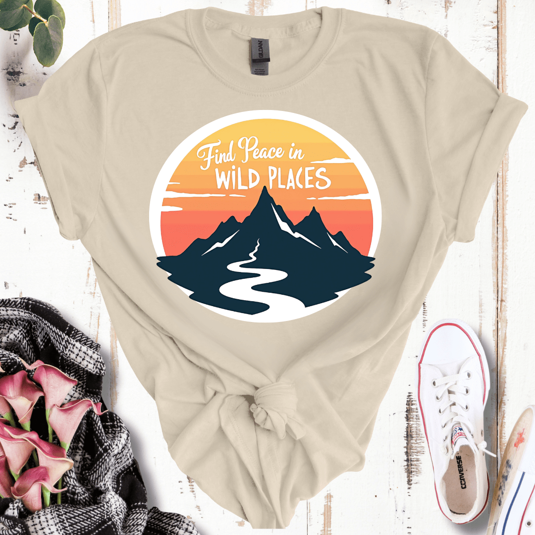 Find Peace in Wild Places Mountain T-Shirt