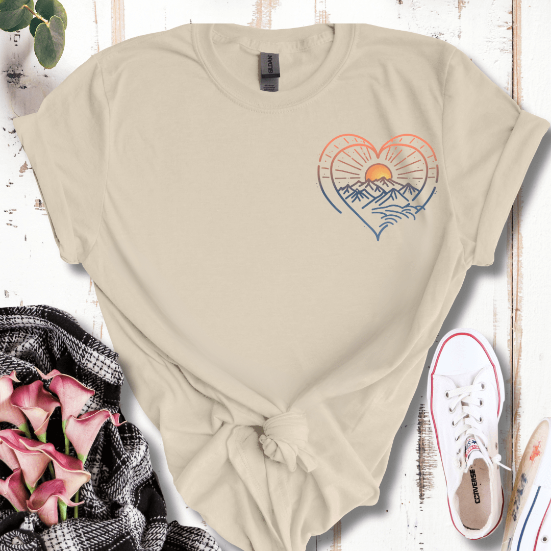 Pastel Pocket Mountain Heart T-Shirt