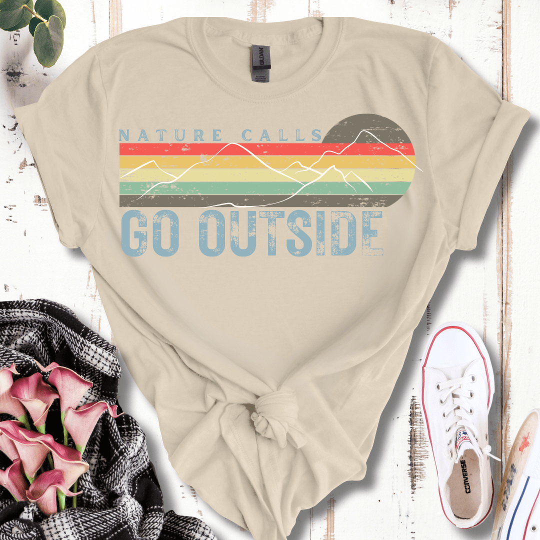 Retro Distressed Nature Calls, Go Outside  T-Shirt