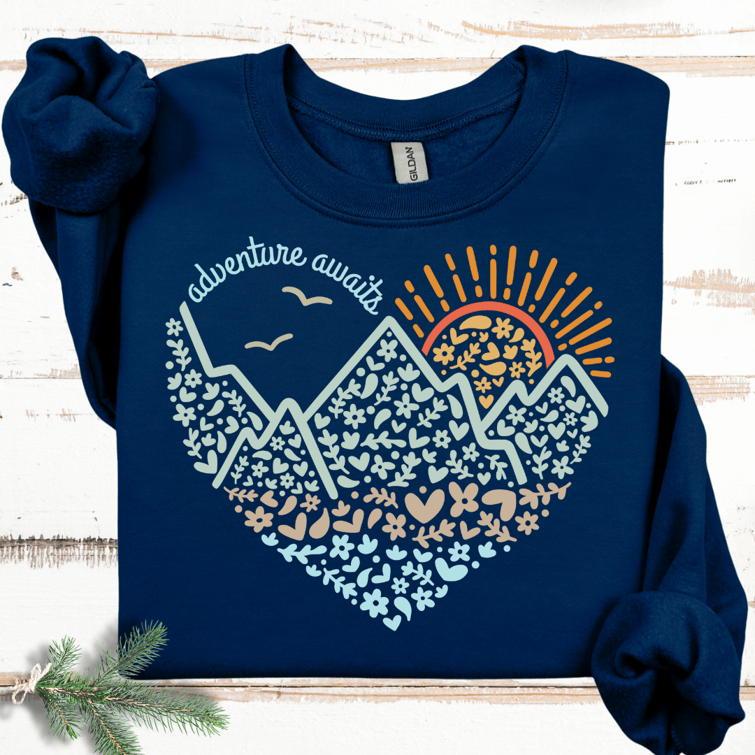 Flower Adventure Awaits Heart Sweatshirt