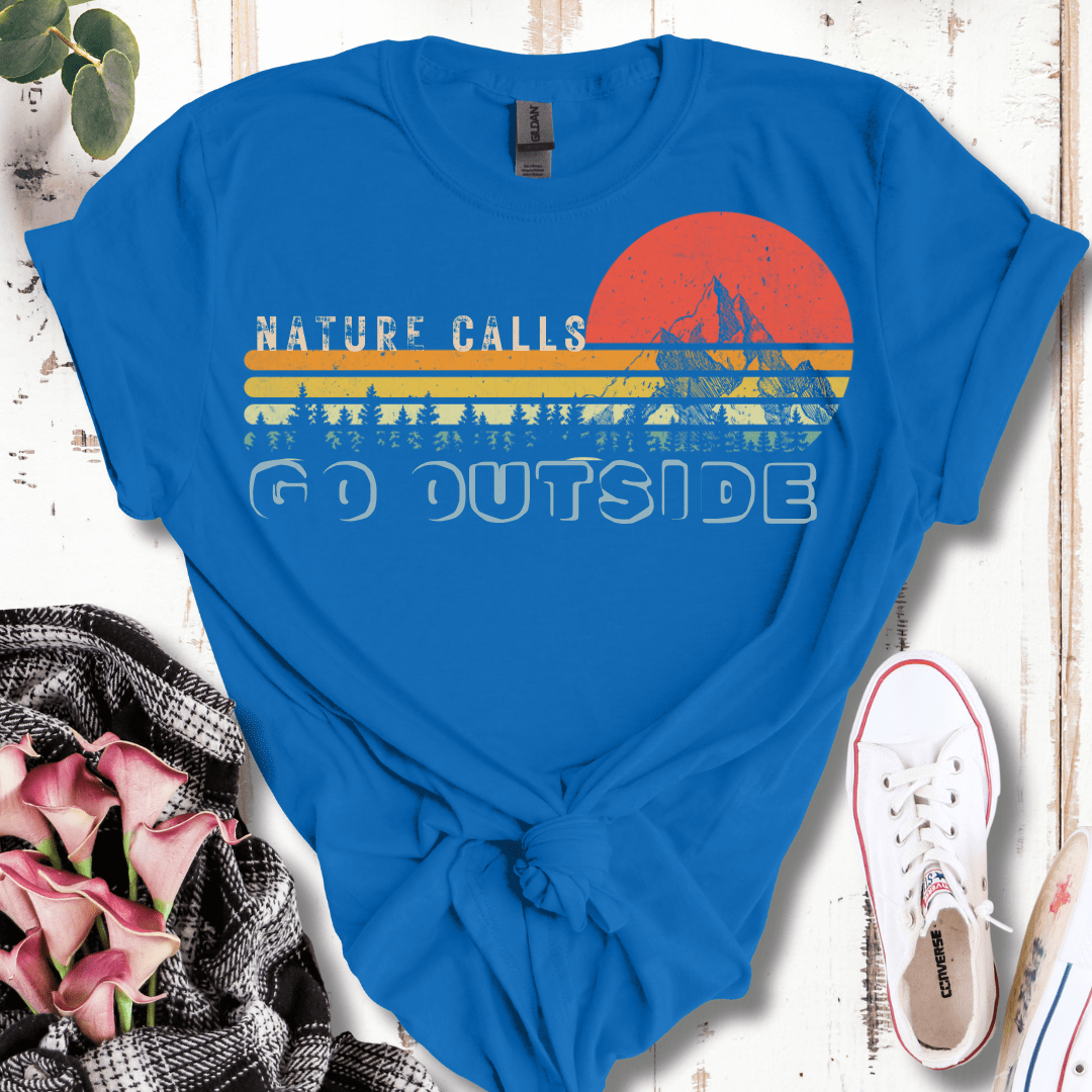 Retro Distressed Nature Calls, Go Outside  T-Shirt