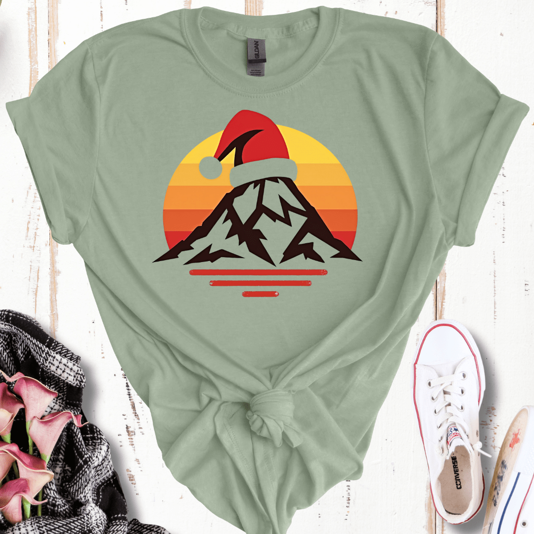 Retro Mountain Santa T-Shirt