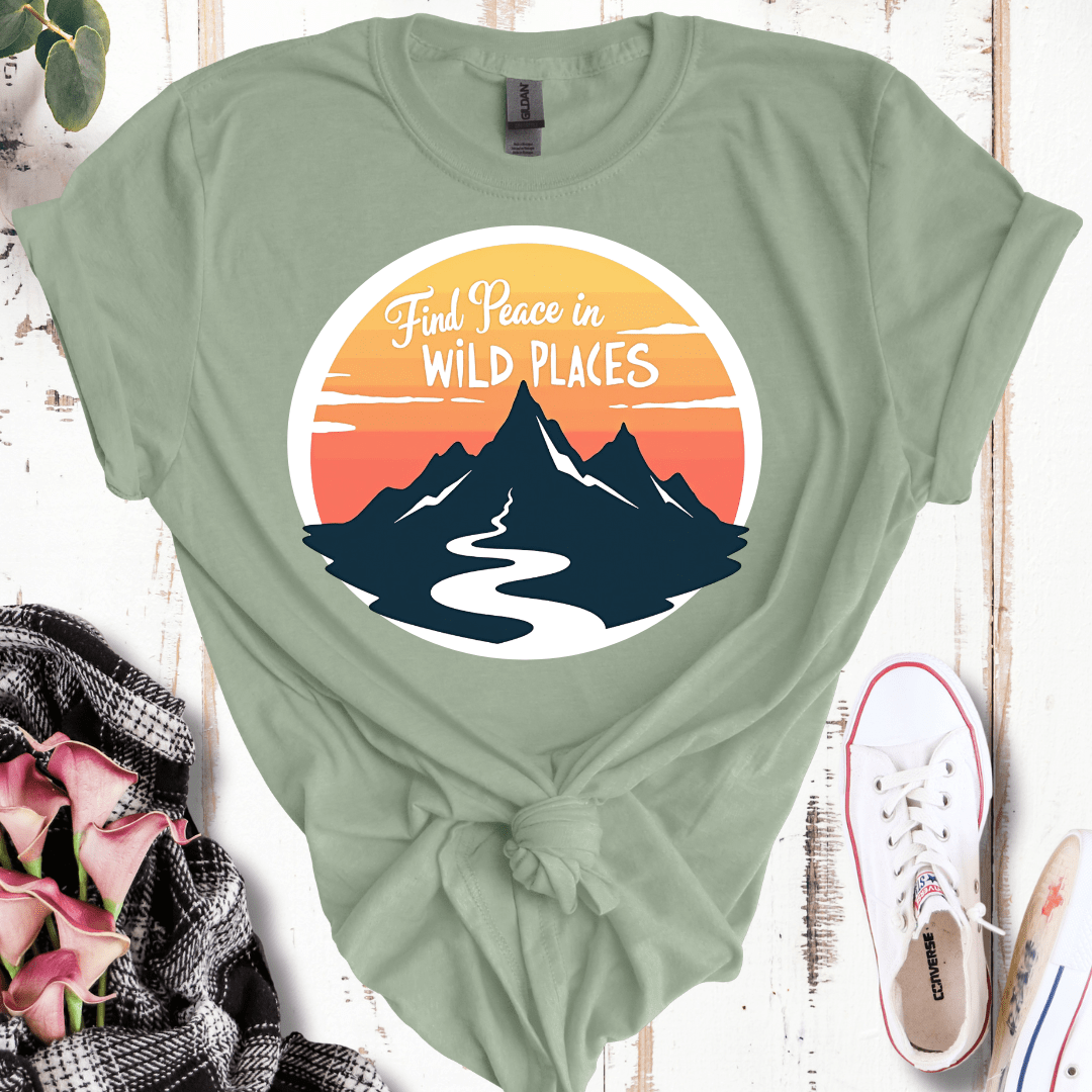 Find Peace in Wild Places Mountain T-Shirt