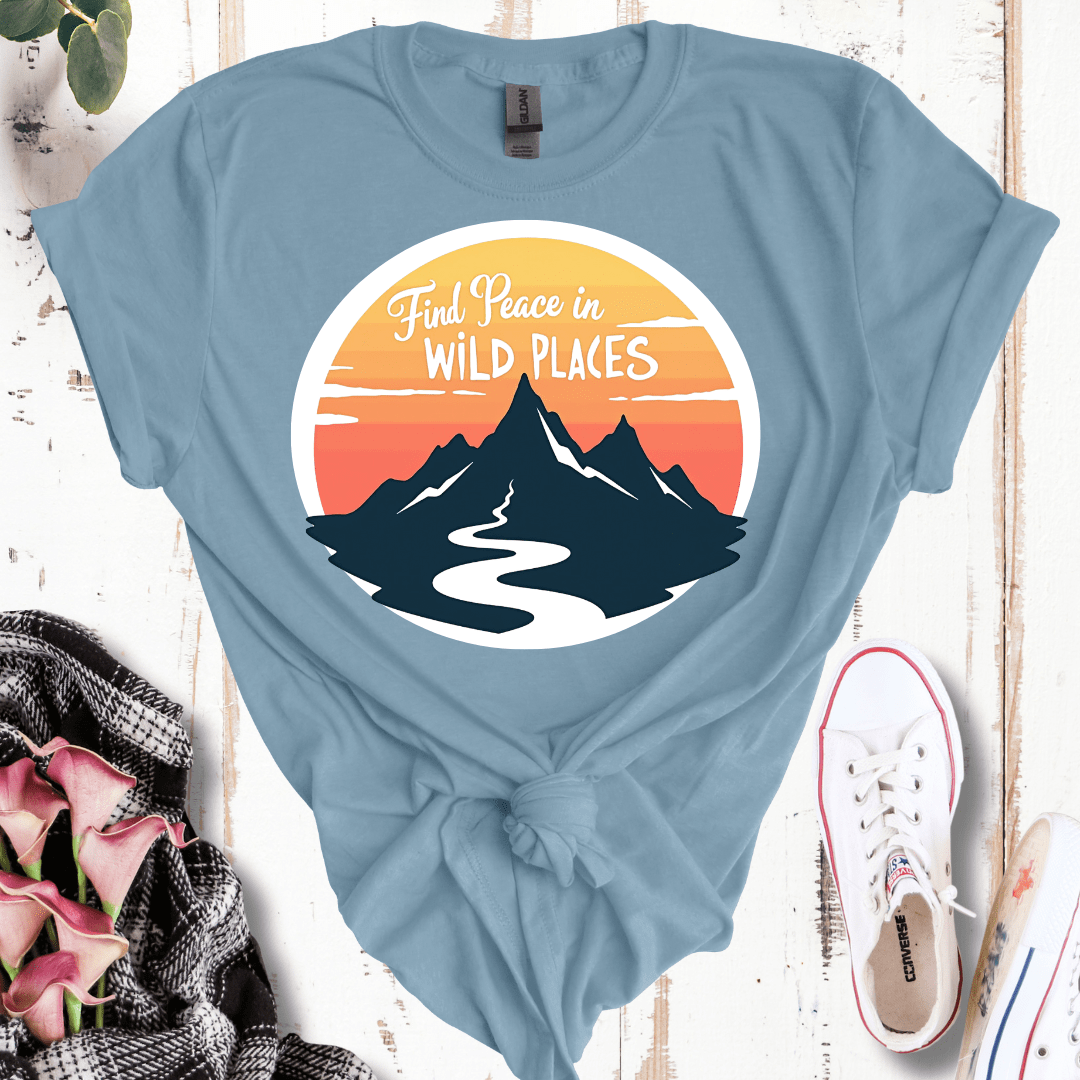 Find Peace in Wild Places Mountain T-Shirt