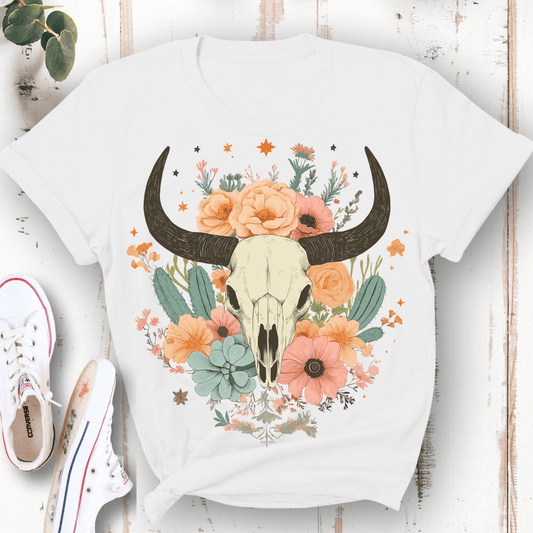 Boho Floral Skull T-Shirt