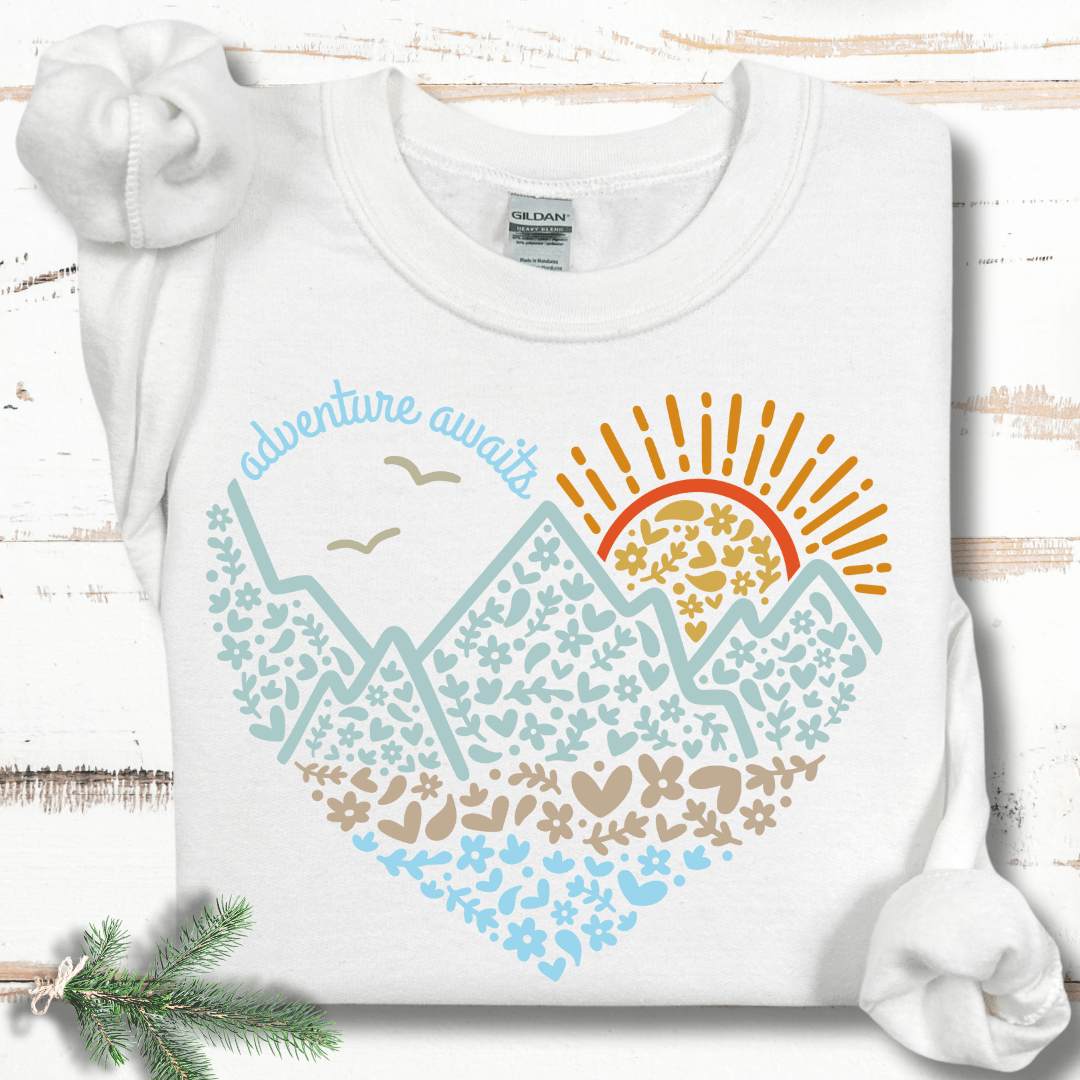 Flower Adventure Awaits Heart Sweatshirt