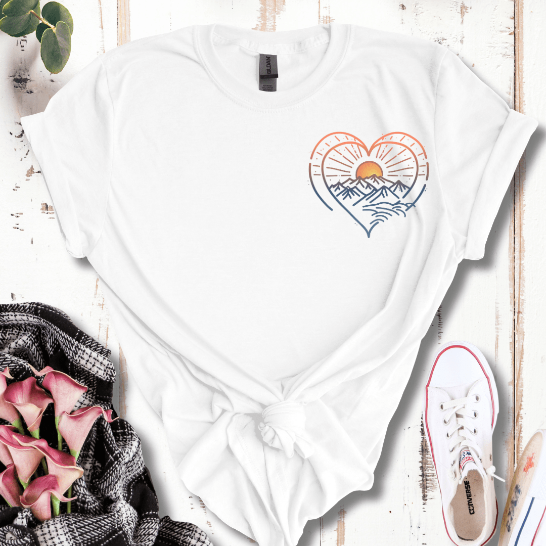 Pastel Pocket Mountain Heart T-Shirt