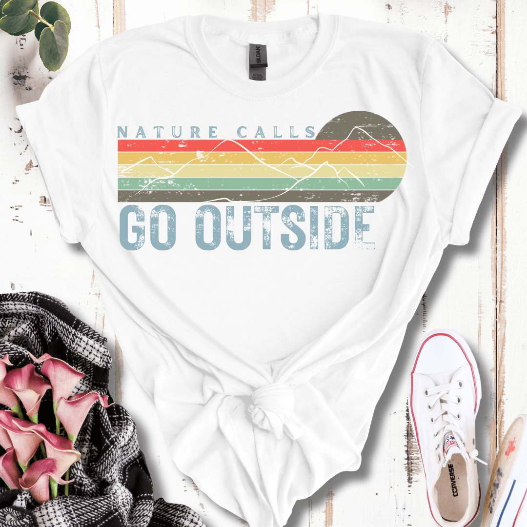 Retro Distressed Nature Calls, Go Outside  T-Shirt