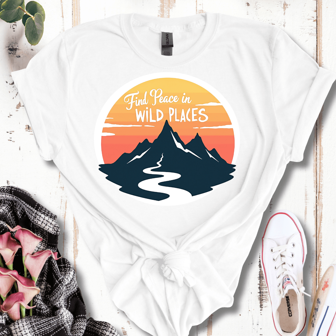 Find Peace in Wild Places Mountain T-Shirt